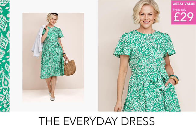 Angel Sleeve Pleat Front Print Dress - LS643
